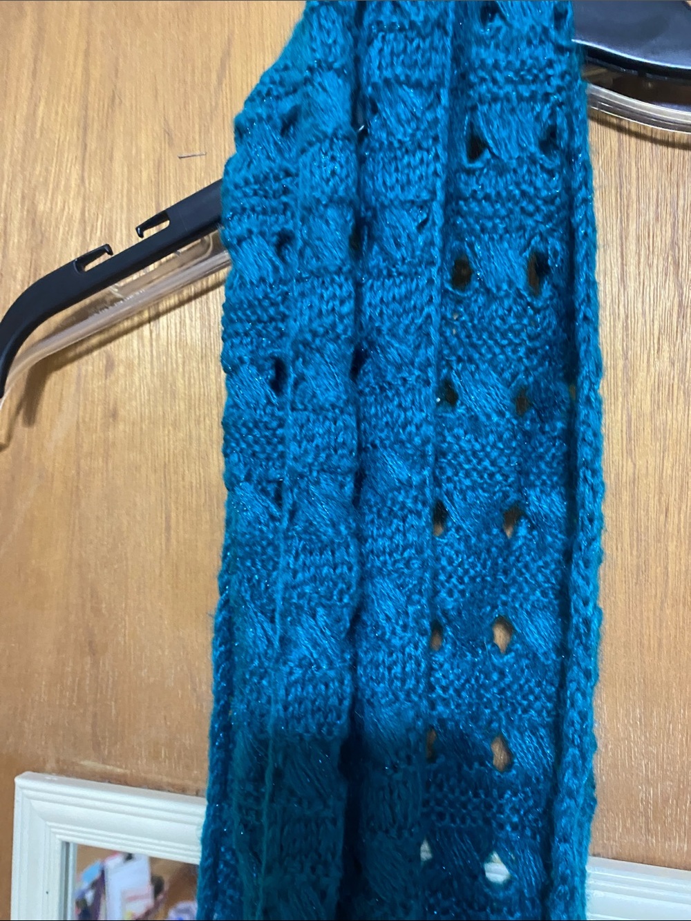 Openwork Teal Cable-Knit Women's Shrug